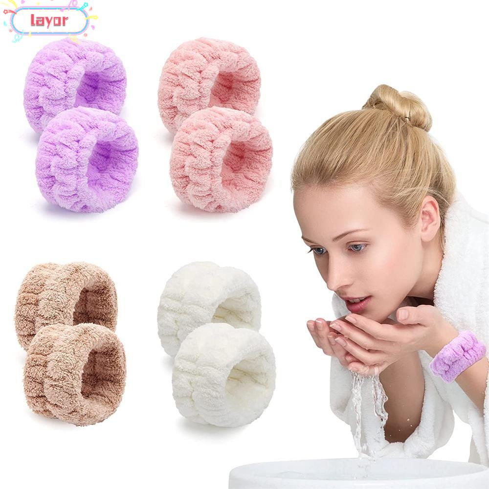 Băng Đô Rửa Mặt Đeo Cổ Tay Vải Vi Sợi Thấm Hút Dành Cho Nữ