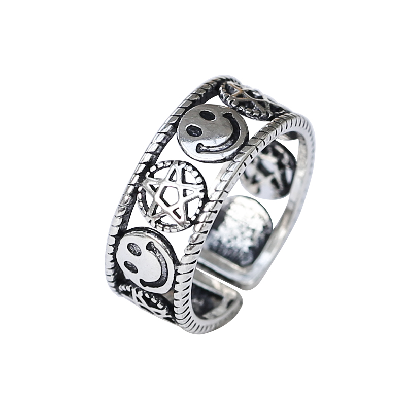 Nhẫn trang trí ngôi sao và mặt cười phong cách Hàn Quốc đáng yêu thời trang