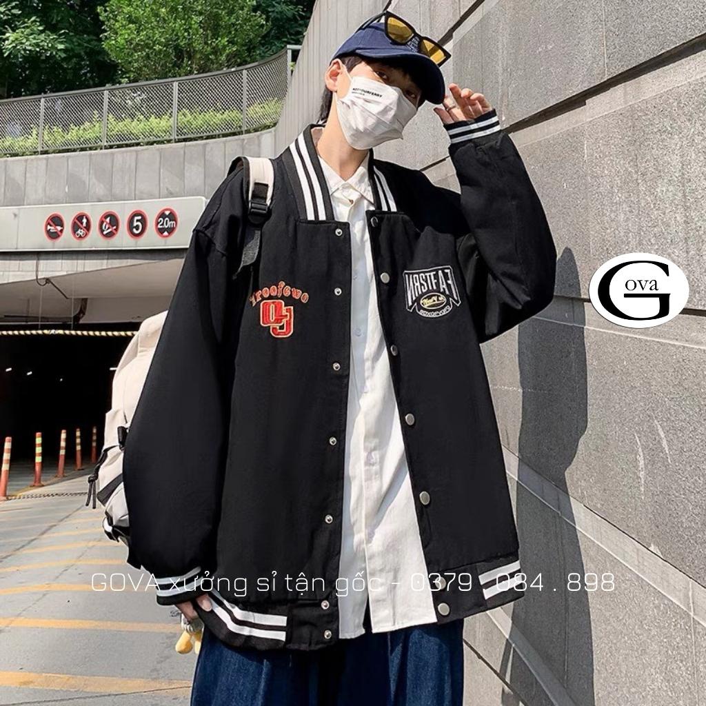 Áo khoác Bomber dù GJ form rộng 2 lớp nam nữ Unisex GOVA