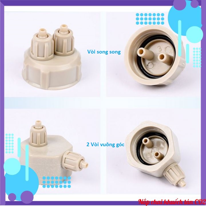 Nắp chai Co2, nắp chế bình khuếch tán khí Co2 cho bể thủy sinh, nắp chai hệ thống khuếch tán Co2