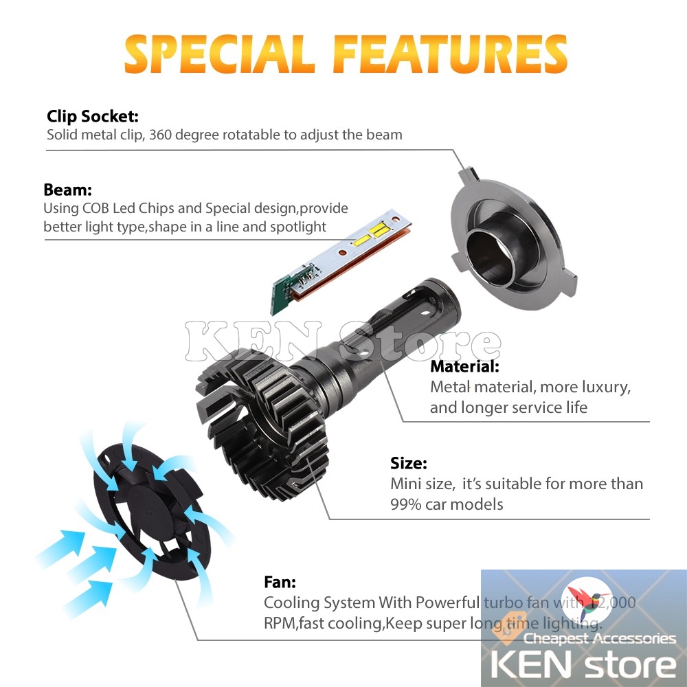 Bóng led H1 H4 H7 H11... Chip ZES Samsung INFITARY Multi Color