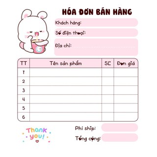 200 tờ hóa đơn , hóa đơn bán hàng , hóa đơn 1 liên , hóa đơn dễ thương