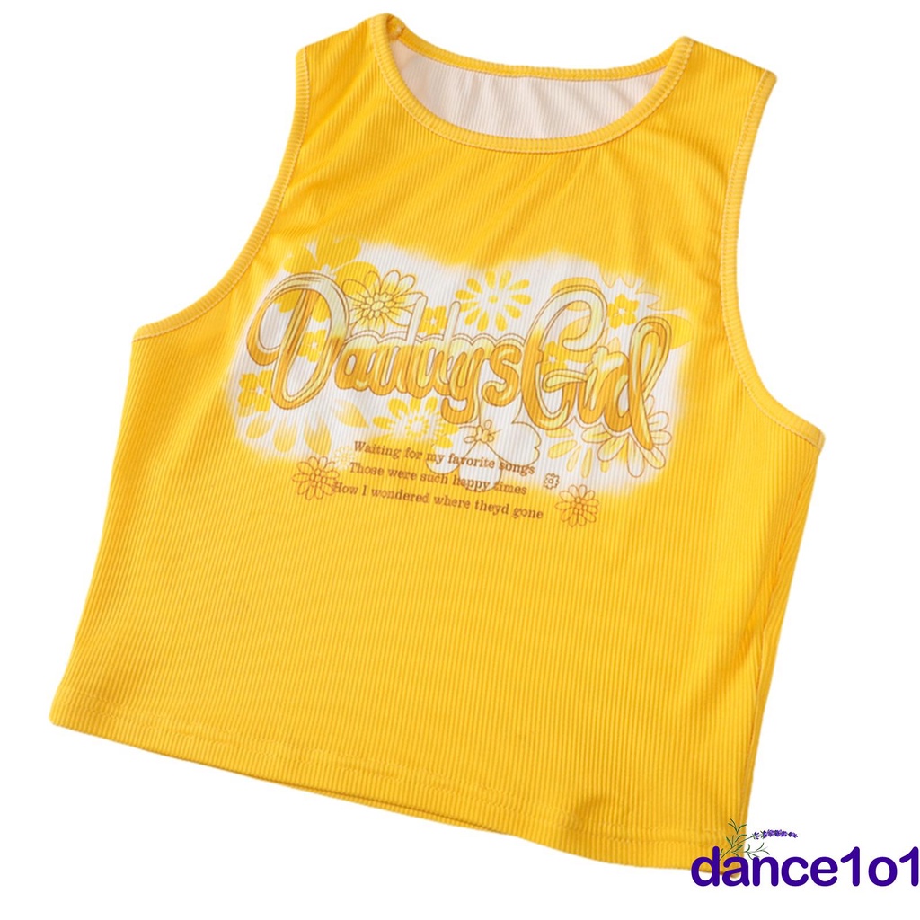 Áo sát nách cổ tròn in chữ thời trang cho nữ