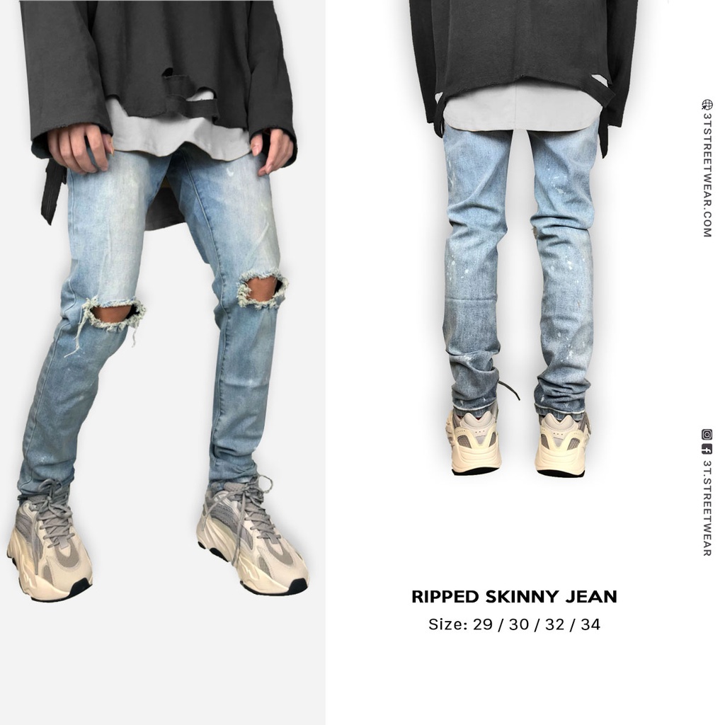 Quần Skinny Jean Rách Gối | Ripped Skinny Jean