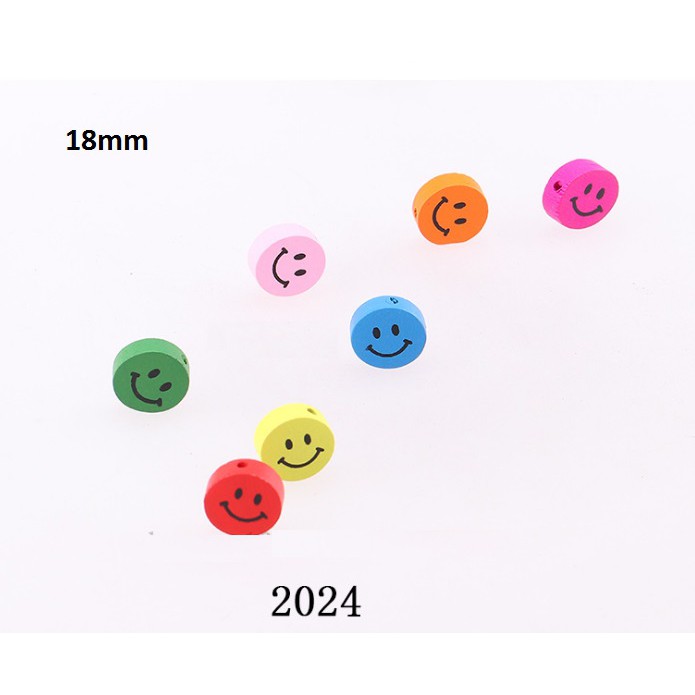 10 viên gỗ 18mm hình mặt cười MH 2024 làm đồ chơi, trang trí diy