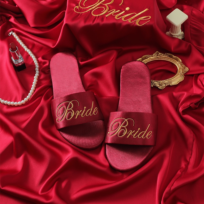 Dép Quai Ngang Thêu Họa Tiết Mới Cho Cô Dâu Giày 36-41