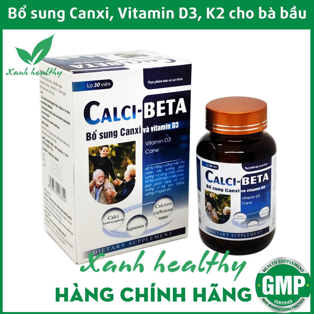 Viên Uống Canxi, CALCI BETA bổ sung Vitamin D3, Vitamin K2 Aquamin F Phát triển hệ xương, chắc khỏe xương