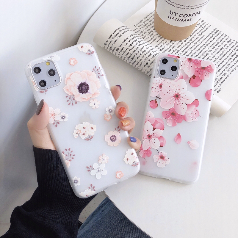 SUNTAIHO Peach blossom Floral Pink chrysanthemum Soft TPU Phone Case For iPhone 12 mini 12 Pro MAX 11 Pro Max XS X XR 6 6s 8 7 Plus SE 2020