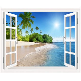 Tranh dán tường 3d Tranh Cửa Sổ Cảnh Biển