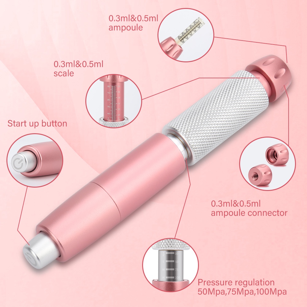 2 trong 1 bút hyaluron hyaluronic acid súng phun áp lực cao để chống nhăn môi nâng cơ với đầu ampoule tatoo