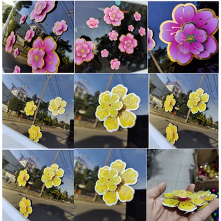 Decal giấy dán trang trí tết - Hoa Mai Đào Hồng họa tiết 3D ngaỳ Xuân