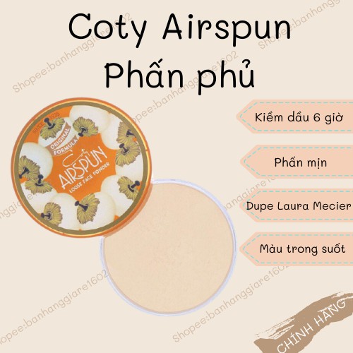 Phấn phủ bột COTY AIRSPUN vợt Sale Hàng Mỹ