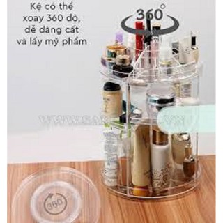 Khay mỹ phẩm xoay 360 độ trong suốt