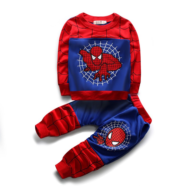 Bộ Quần Áo Bé Trai Dài Tay, Bộ Đồ Chất Nỉ Da Cá Cao Cấp In Người Nhện Cho Bé Từ 11-30kg KidsHouse