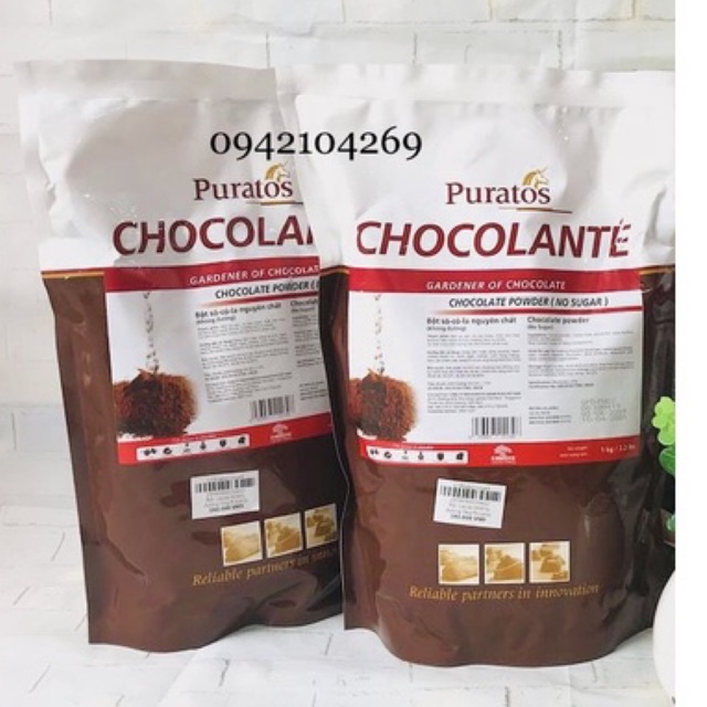 Bột SOCOLA/Bột Chocolante NGUYÊN CHẤT PURATOS KHÔNG ĐƯỜNG gói 1kg