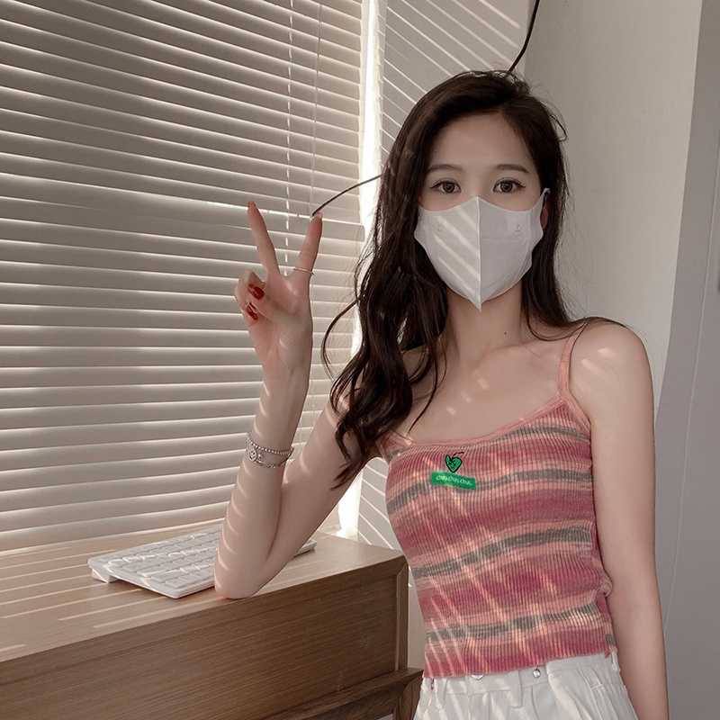 SUXI Áo Hai Dây Dáng Ôm Họa Tiết Kẻ Sọc Thời Trang Mùa Hè Dễ Phối Đồ Cho Nữ