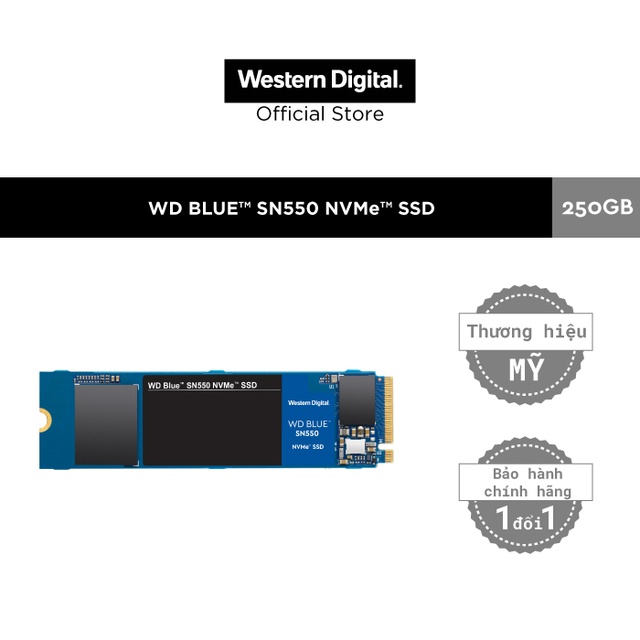 Ổ cứng SSD WD Blue SN550 250GB M.2 2280 NVMe Gen3 x4 WDS250G2B0C