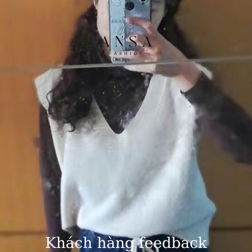 Áo len gile nữ kiểu dáng Hàn Quốc, áo gi lê nữ đen trắng xanh nâu | BigBuy360 - bigbuy360.vn