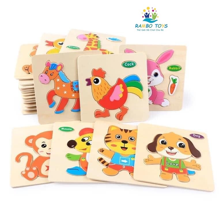 Combo 5 tranh ghép nổi hoạt hình động vật, giao thông cho bé