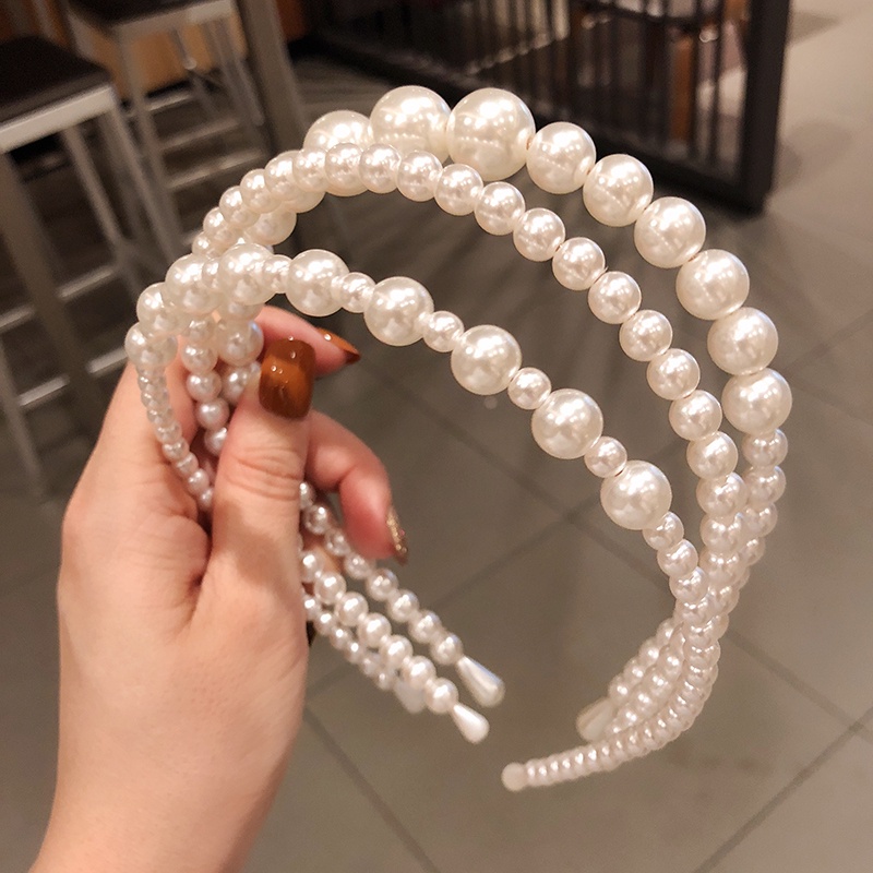 Băng Đô Cài Tóc Đính Hạt Ngọc Trai Chống Trượt Phong Cách Hàn Quốc