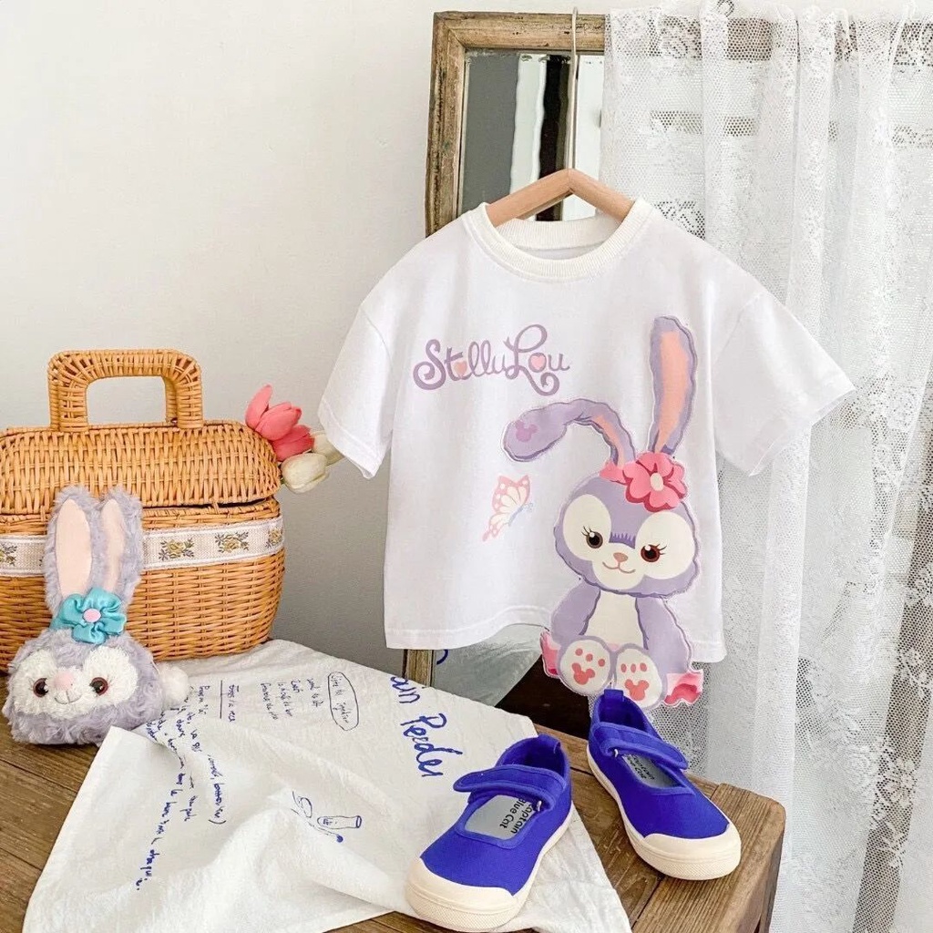 Áo Thun Cotton Tay Ngắn In Họa Tiết Hoạt Hình Thời Trang Mùa Hè Cho Bé Gái