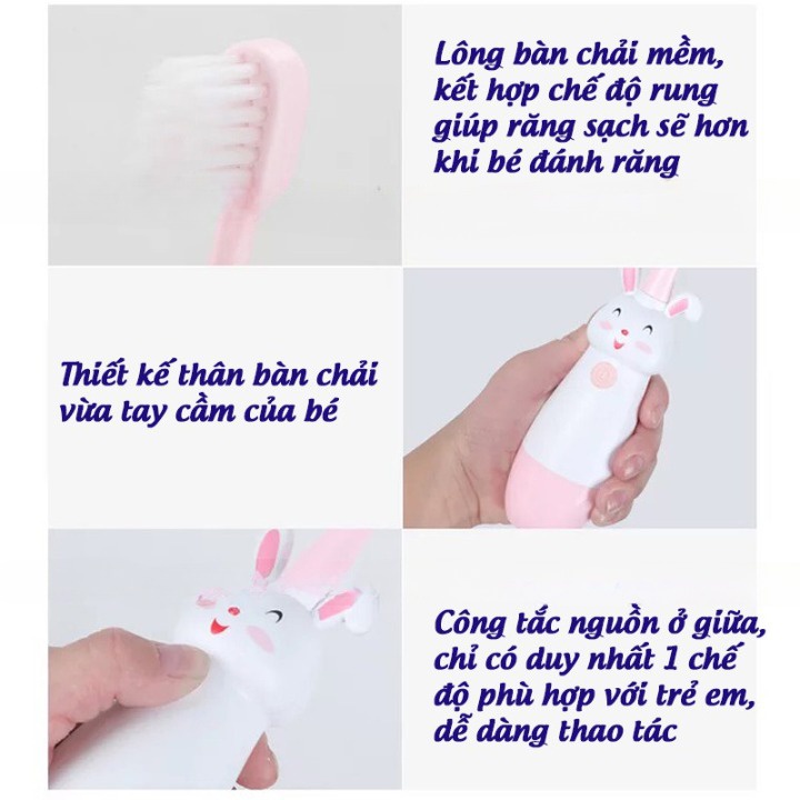 Bàn Chải Đánh Răng Điện Cho Bé, Bàn Chải Đánh Răng Lông Mềm Làm Trắng Chăm Sóc Răng Miệng Babibu - BCD