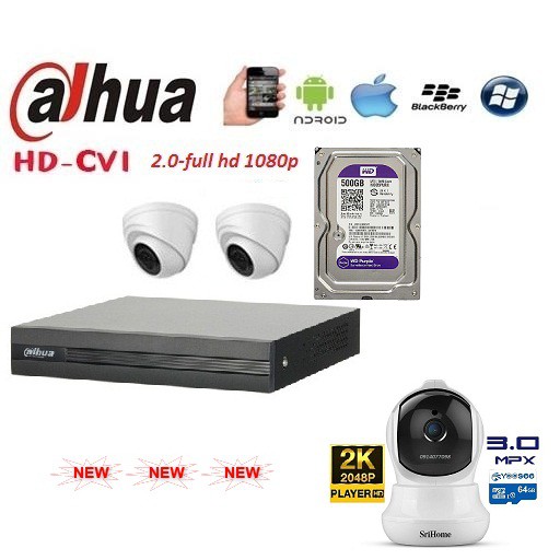 Trọn Bộ Camera 2 Mắt Dahua Tặng Bộ camera Wifi 3M