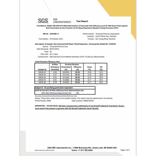 [Hộp 30 cái] Khẩu Trang Trẻ Em KF94 Tenamyd Kid 4 lớp Chuẩn NIOSH N95