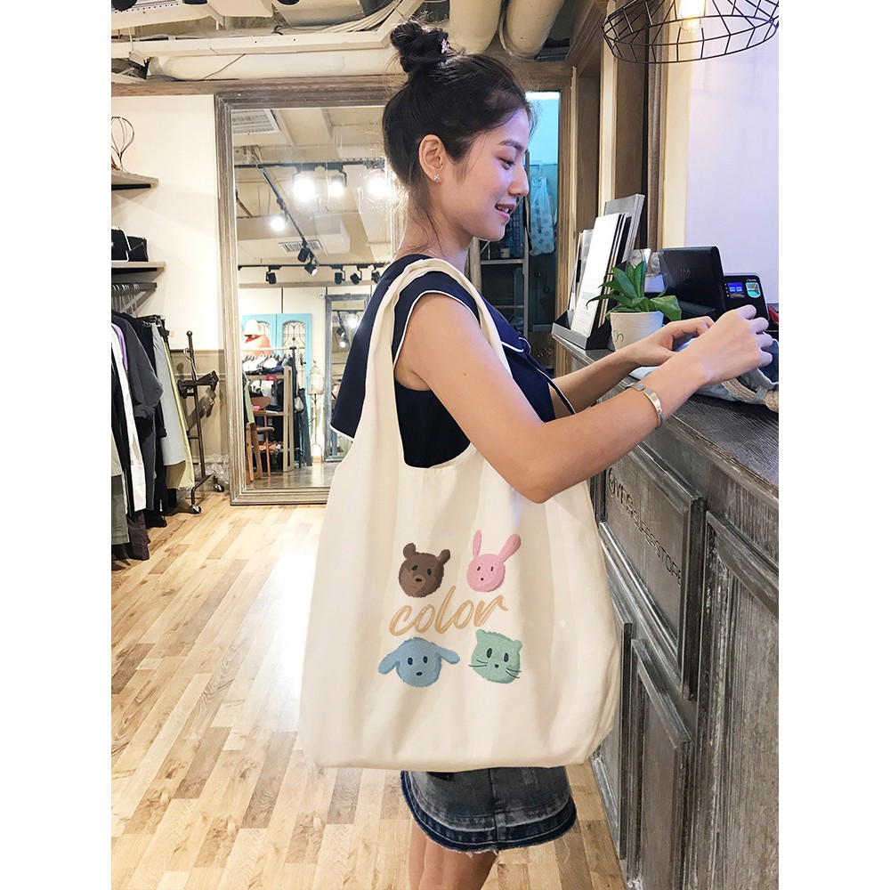 Túi Vải Tote Attitude Colur Thú Cưng Korea Style