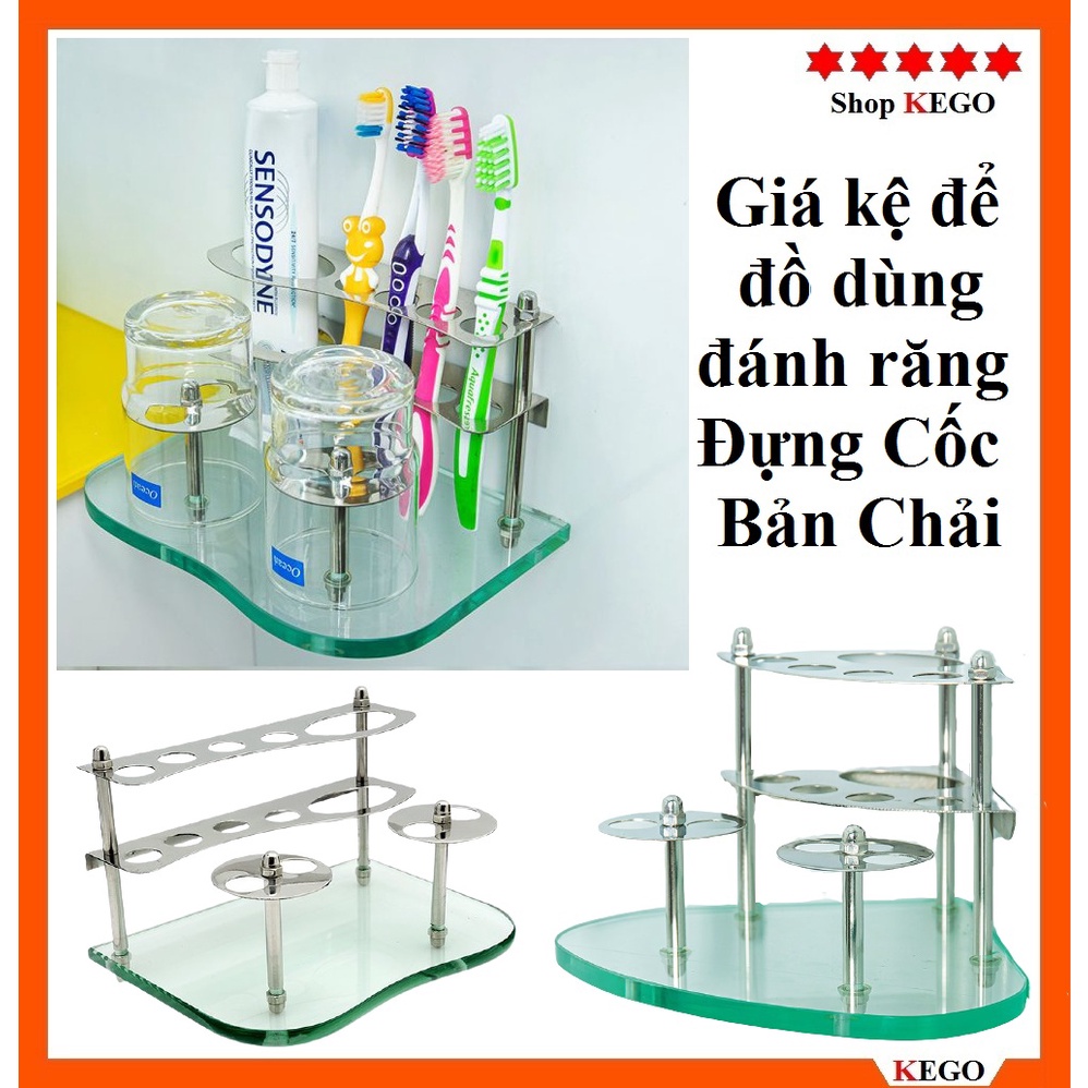 Giá Kệ Đựng Kem và Bàn Chải Đánh Răng, Khay Úp Cốc chất liệu INOX