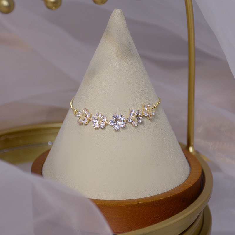 Vòng Tay Mạ Vàng Đính Đá Zircon Sang Trọng Phong Cách Hàn Quốc Cho Nữ