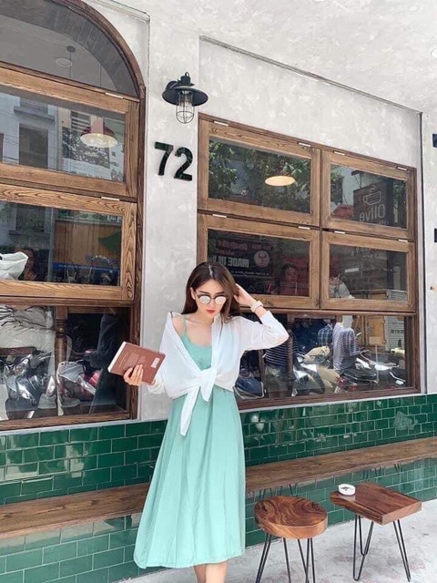 Váy hai dây đũi xước màu pastel siêu xinh hàng bán shop | BigBuy360 - bigbuy360.vn
