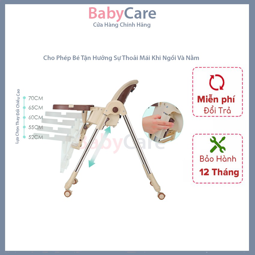 Ghế Ăn Dặm BabyCare Cao Cấp BBLux01,Thay Đổi Chiều Cao Theo Ý Muốn - Chắc Chắn - Tiện Lợi - Bản Cao Cấp 2021 - BabyCare