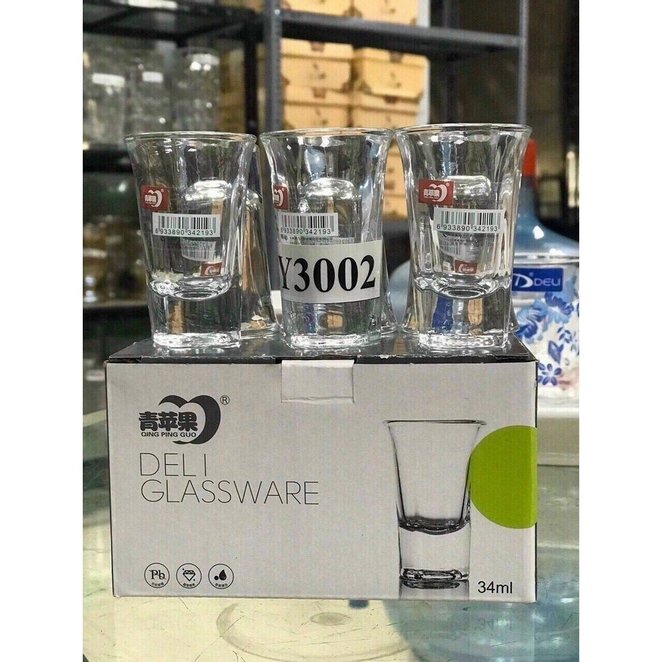 Bộ 6 chén cao uống r.ư.ợ.u Deli Glassware 34ml