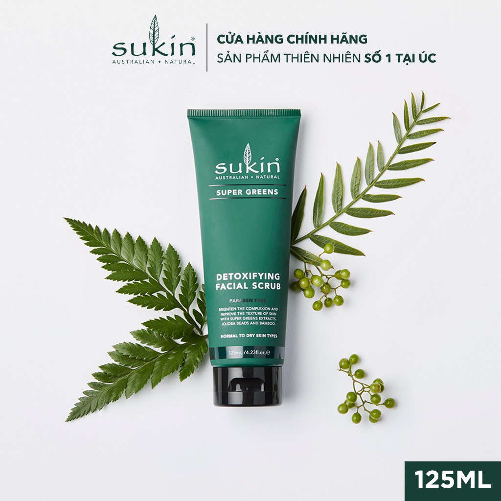 Kem Làm Sạch Tế Bào Chết Sáng Da Sukin Super Greens Detoxifying Facial Scrub 125ml