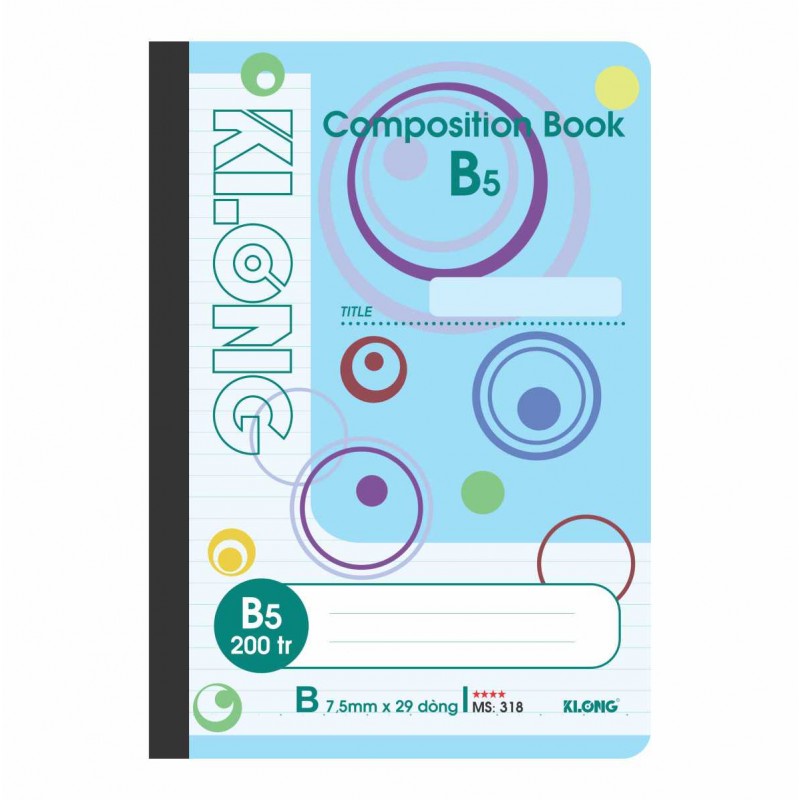 Sổ may dán gáy khổ B5 Composition Book 200 trang Klong 318