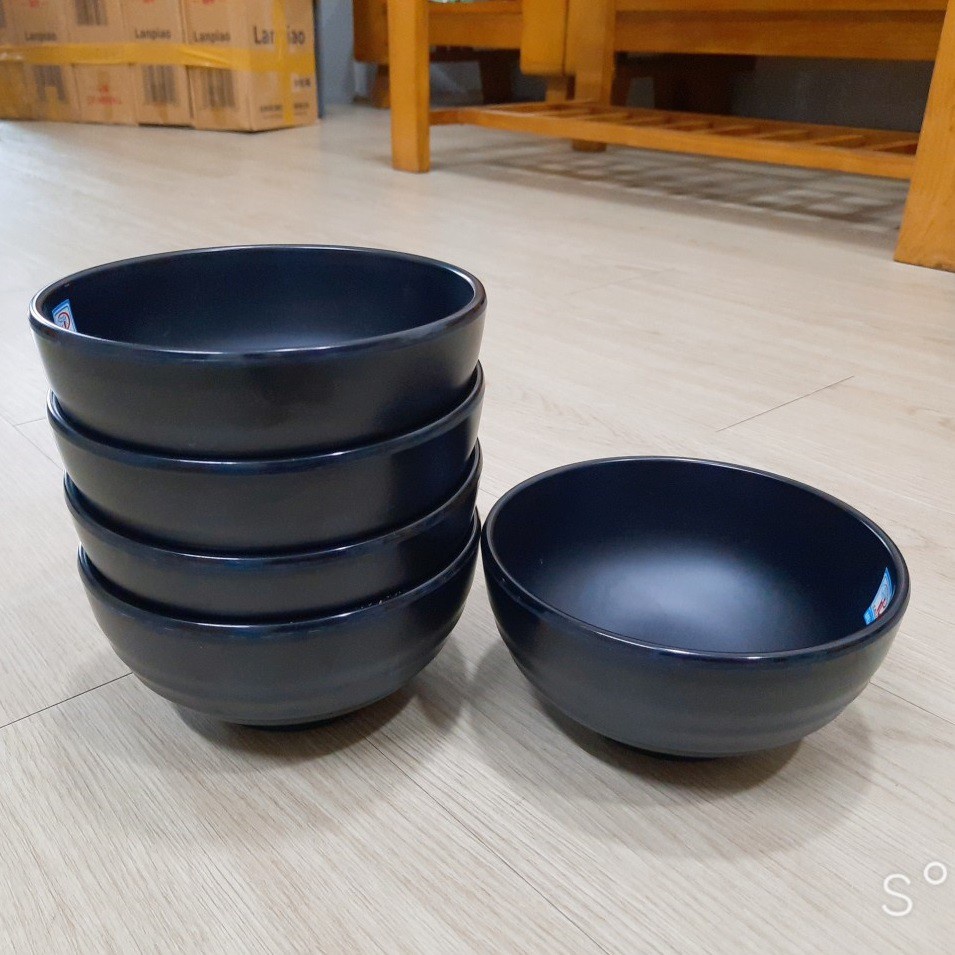 Tô tròn to dày đựng cháo,bún,phở nhựa Melamine nhám đen nhiều Size