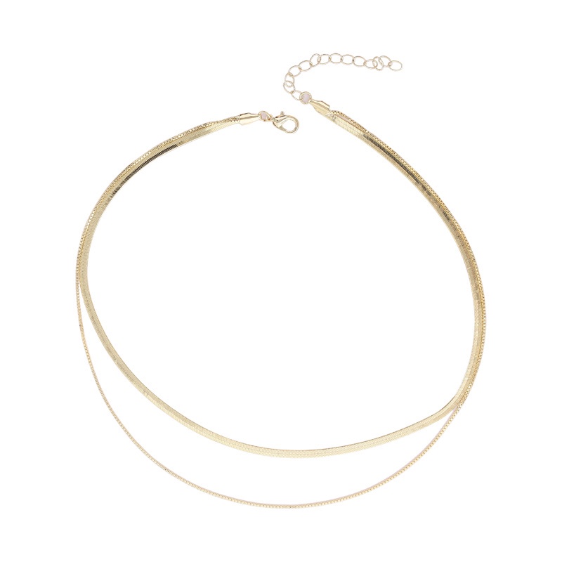 Vòng cổ Dạng Xích Đôi Hình Xương Rắn Phong Cách Hip Hop Cá Tính