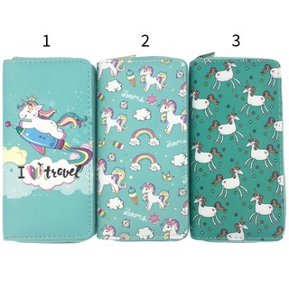 Bóp ví dài cartoon hoạ tiết hoạt hình kì lân xanh dễ thương cute - Banana Store