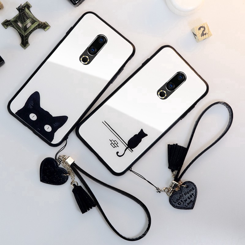 Ốp điện thoại mặt kính họa tiết mèo con cho Meizu 15 16 16th Plus M6 Note