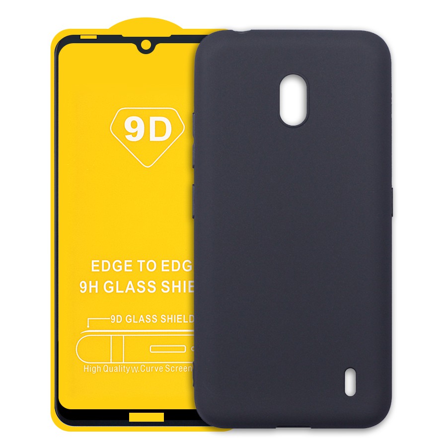 [COMBO SỐC] Ốp lưng dẻo đen Nokia 2.2 + kính cường lực 9D full màn full keo