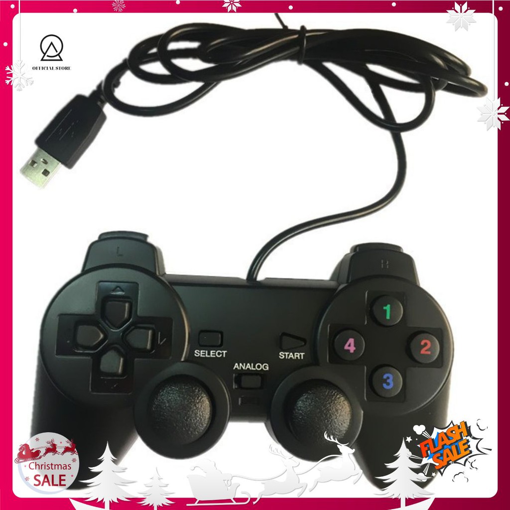 AQ Shop (Hàng xịn) Tay cầm chơi game PS2, PS3, PS4 có dây chế độ rung, dây kết nối USB cho PC / Laptop - Cao cấp