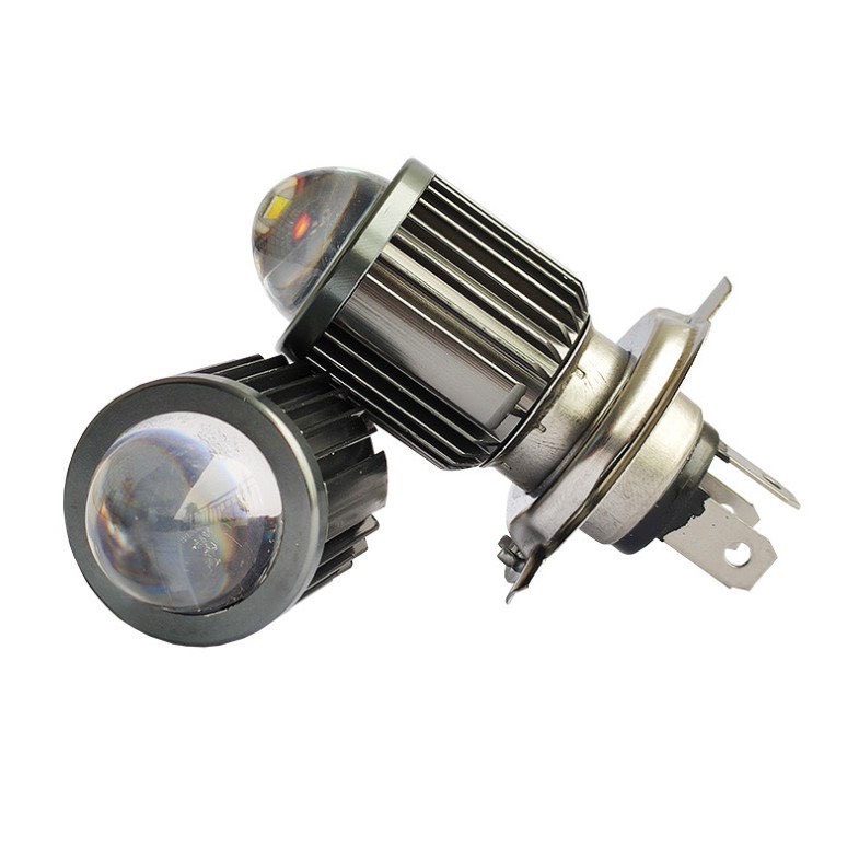Đèn Pha Led dạng bi cầu Chân h4 Sáng 2 màu Gắn Xe máy < pha trắng cost vàng >