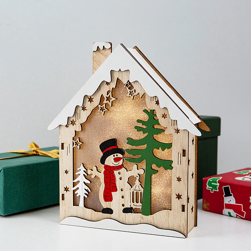 Đèn Led Hình Ngôi Nhà Gỗ Ông Già Noel / Người Tuyết Trang Trí Giáng Sinh