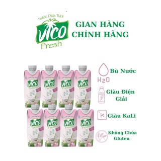 Combo 8 hộp nước dừa tươi acp vico fresh 330ml - vị sen