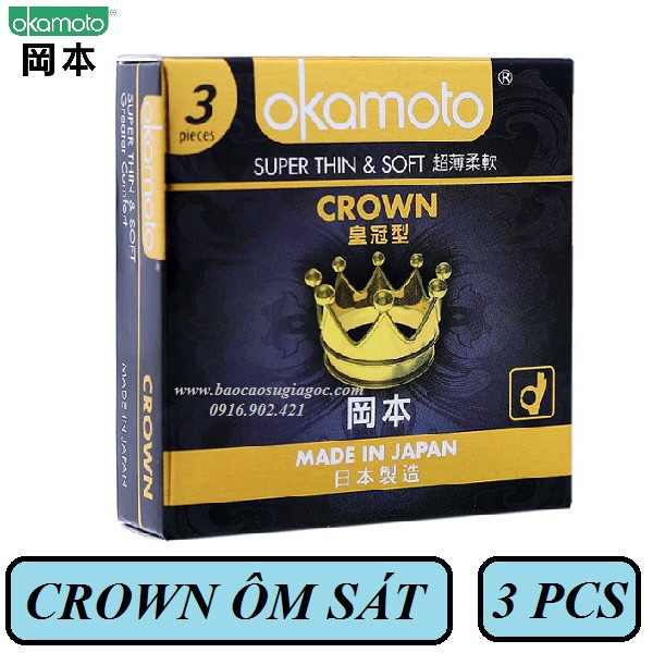 Bao cao su Okamoto Crown size nhỏ siêu mỏng 3pcs