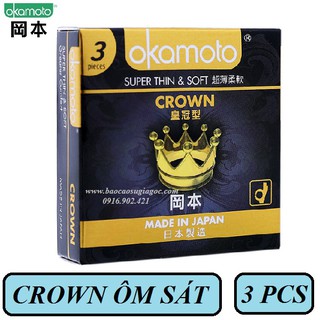 Bao cao su Okamoto Crown size nhỏ siêu mỏng 3pcs