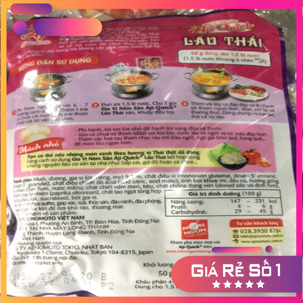 Gia Vị Nêm Sẵn Aji-Quick Lẩu Thái & Canh Chua Gói 50g