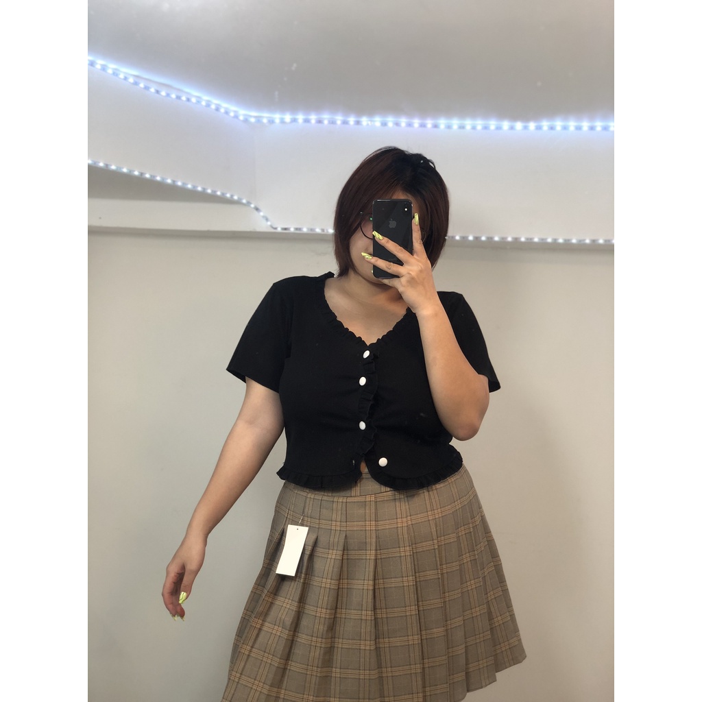 áo croptop nữ kiểu dáng cổ tròn cực hợp cho nàng bigsize FATTYTA CR10Đ | BigBuy360 - bigbuy360.vn