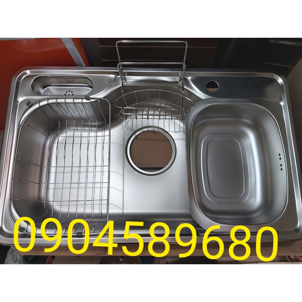Chậu rửa bát 1 hố Hàn Quốc CICO DJIS-850P tặng kèm rổ inox mini nhưng hình